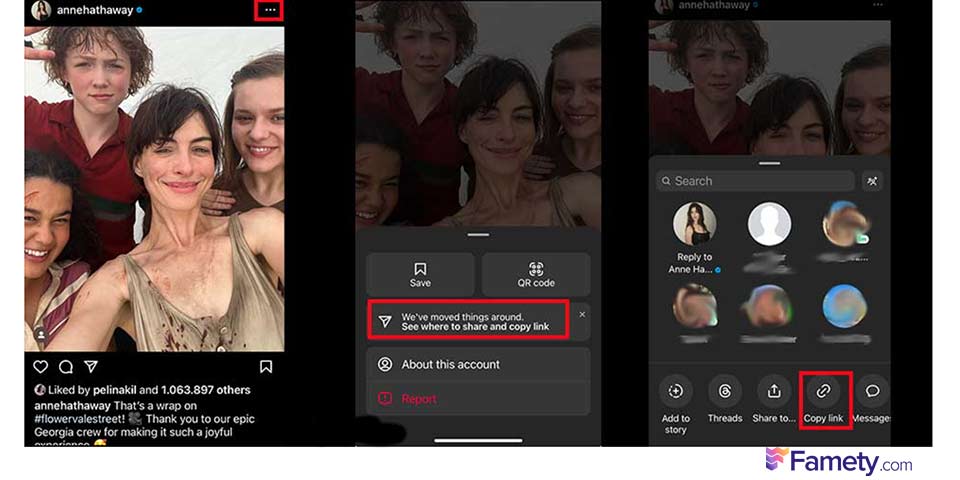 copy Instagram image URL on mobile