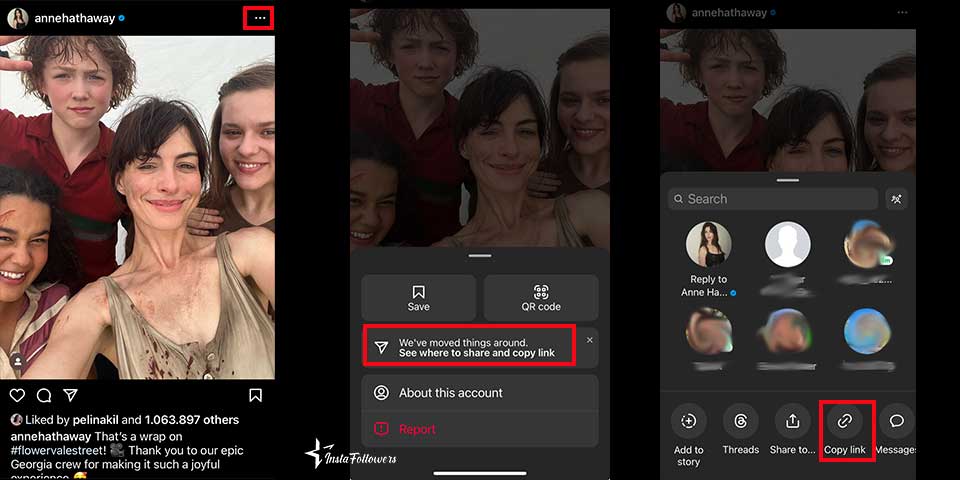 copy Instagram image URL on mobile