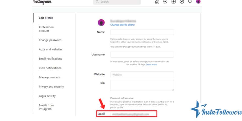 change Instagram email