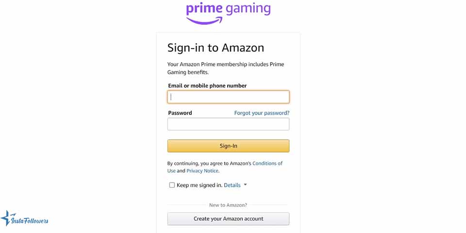 sign in to Amazon Prime account