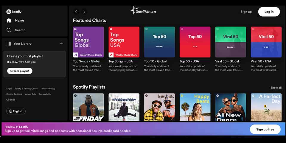 Spotify home page