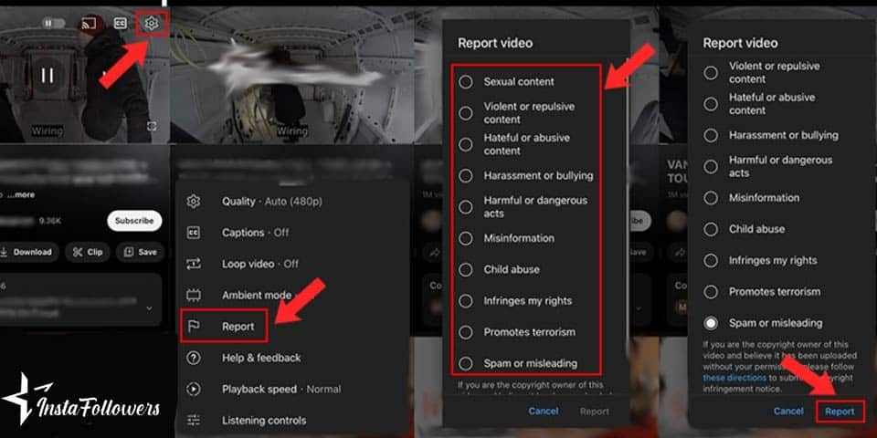 report a YouTube video on mobile