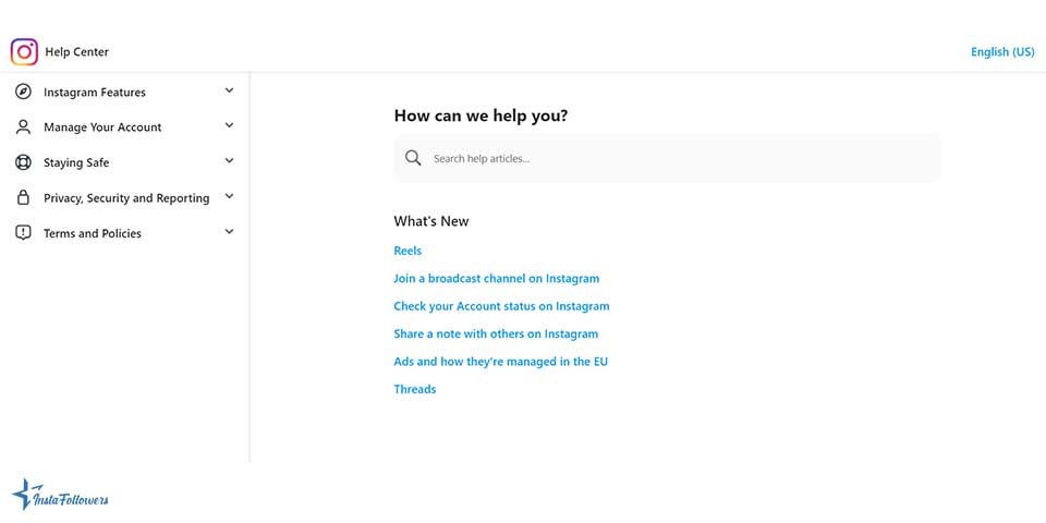 Instagram support page