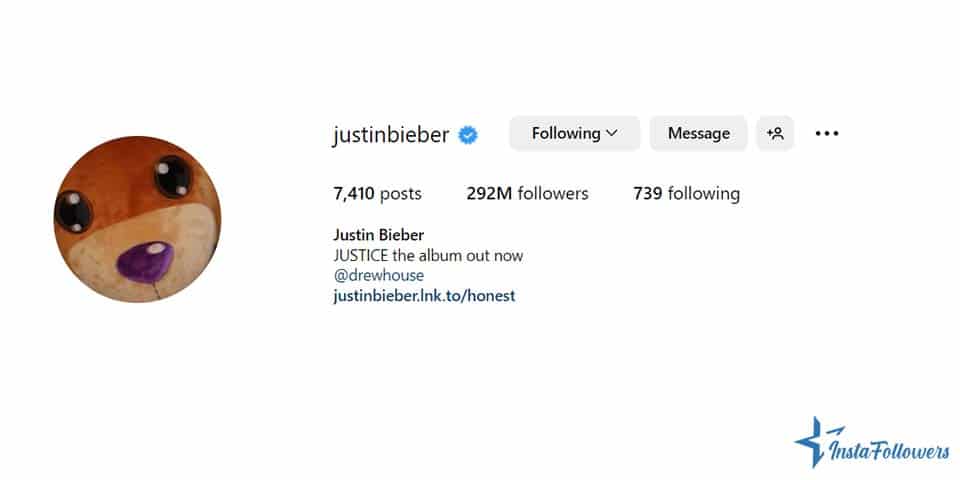 Justin Bieber Instagram followers