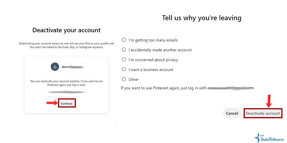 deactivate Pinterest account