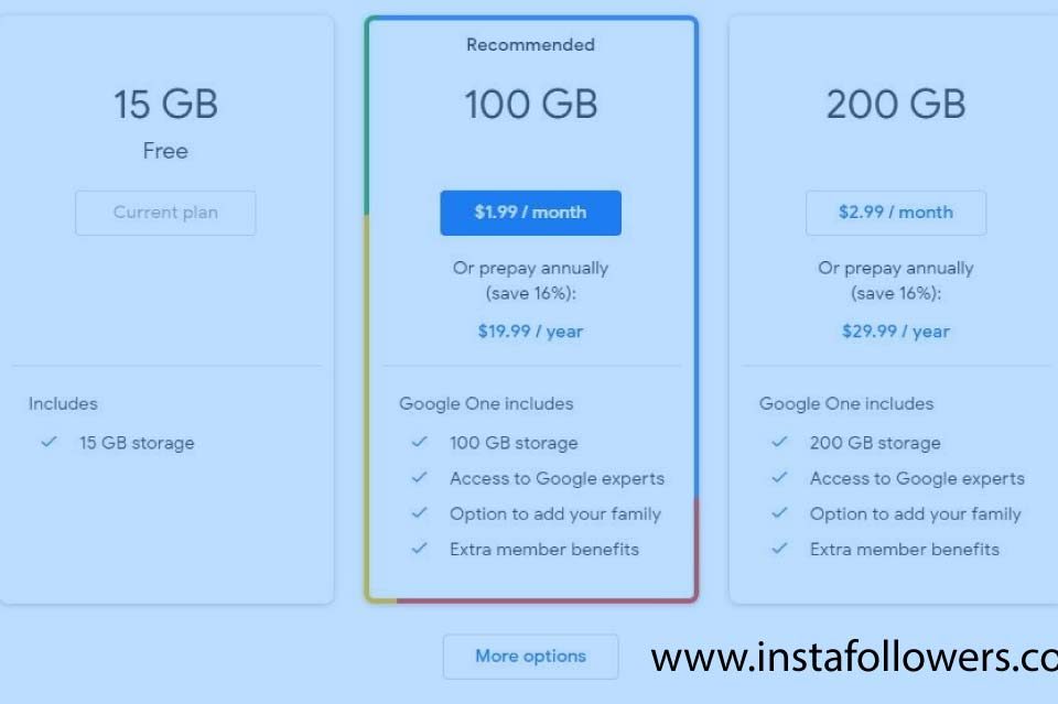 google drive pricing plans