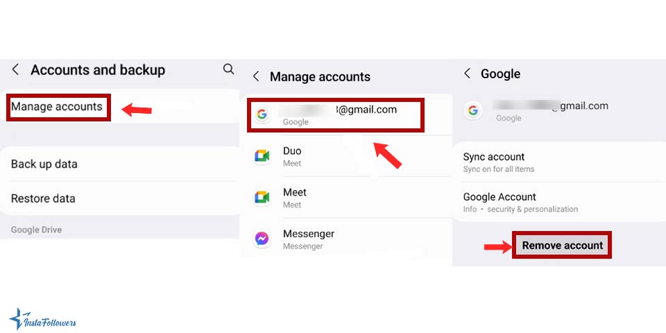 remove non-default account on Android