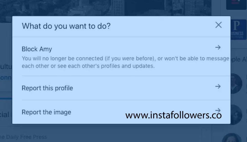 steps for blocking people on linkedin