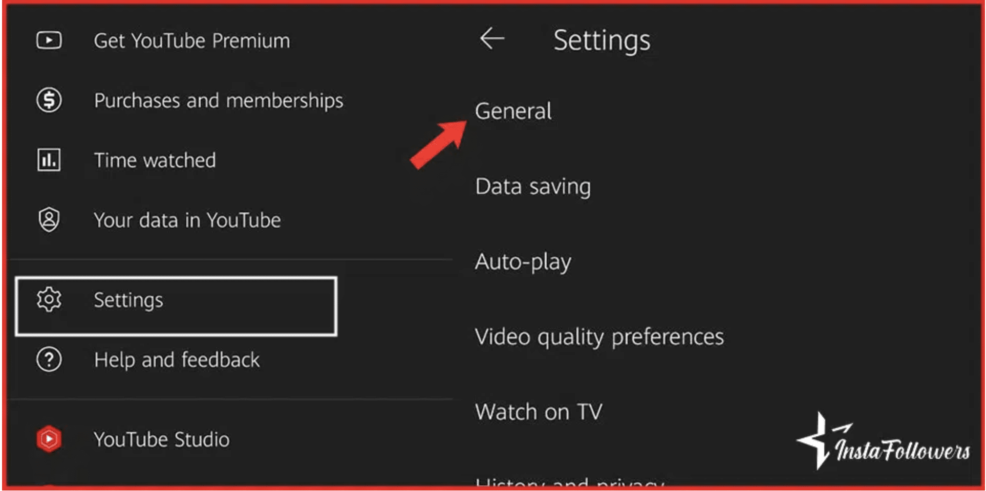 YouTube general settings