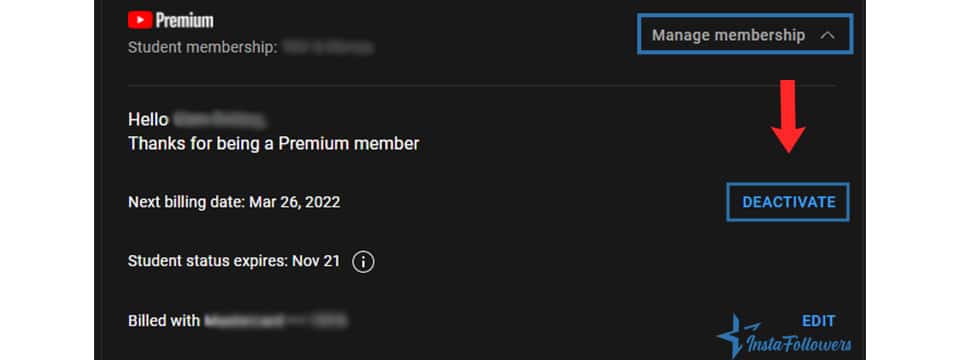 deactivate youtube membership