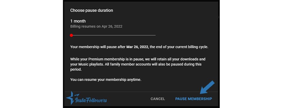 pause YouTube membership