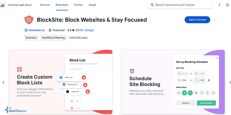 blocksite Chrome extension