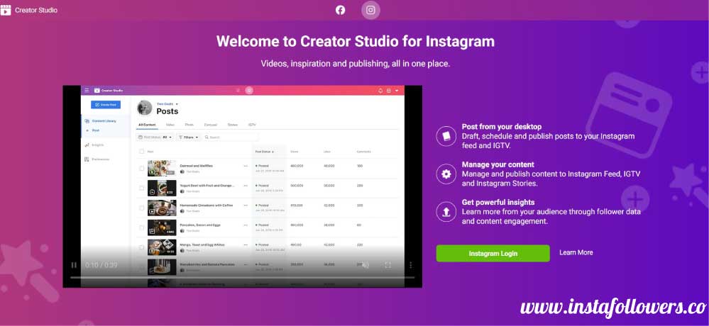 Features of the Instagram Creator Studio