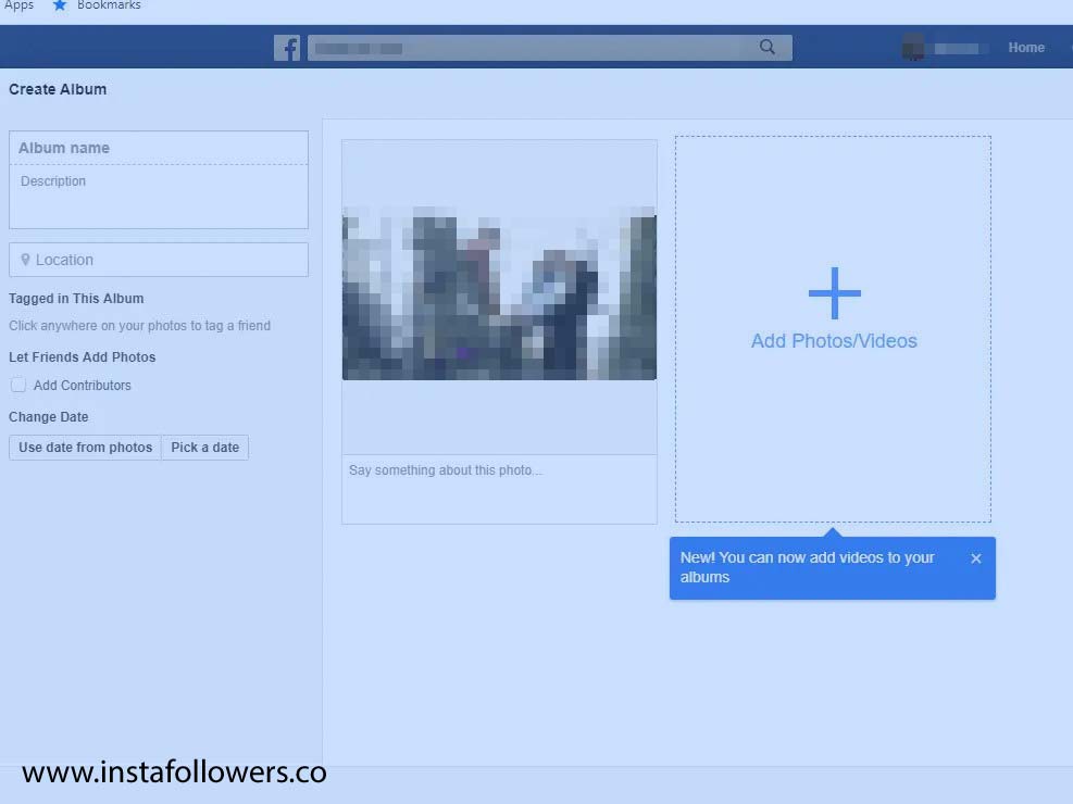 Facebook Album on Desktop