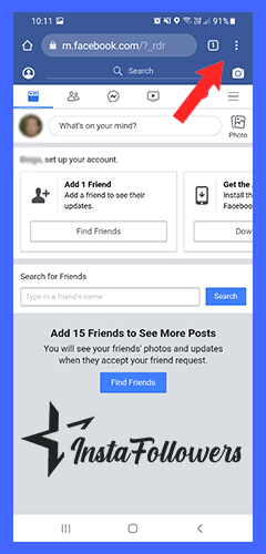 facebook menu on google chrome