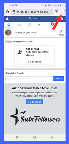 facebook menu on mozilla