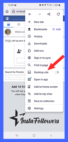 facebook desktop site option