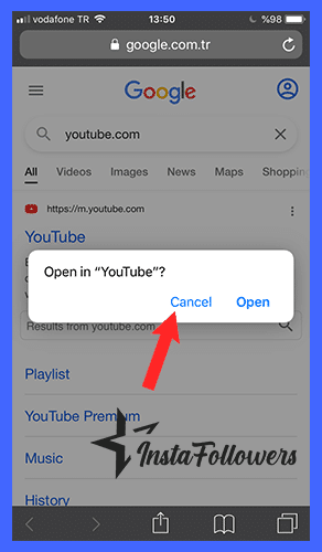 open in youtube safari