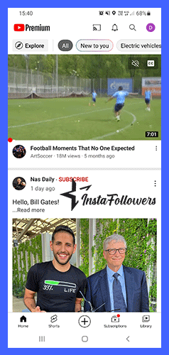 youtube mobile main page