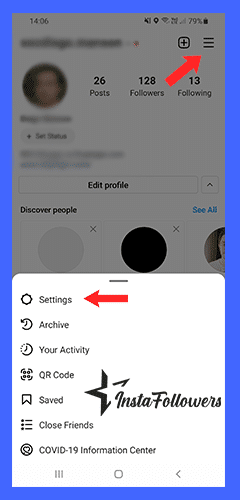 profile and settings on instagram