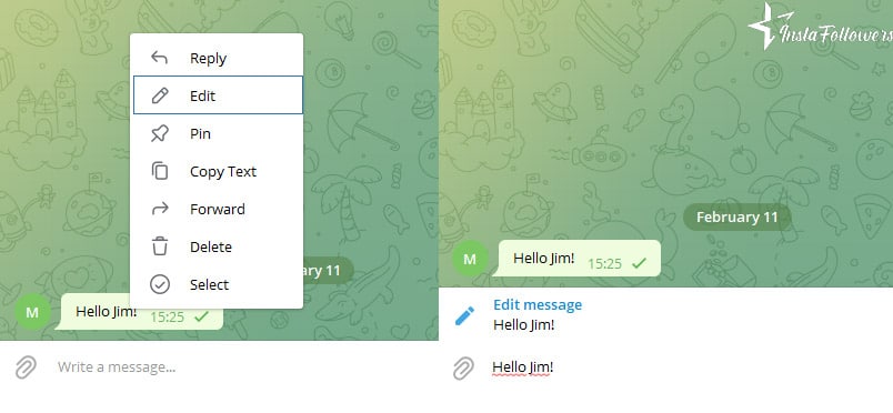 editing messages Telegram