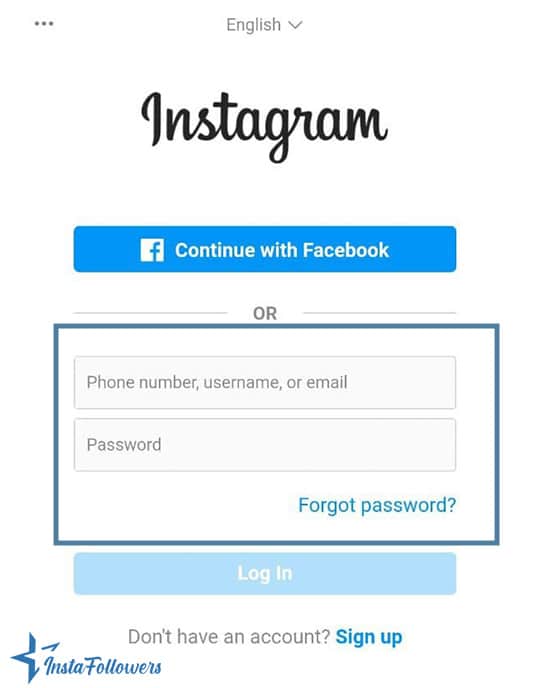 log in instagram