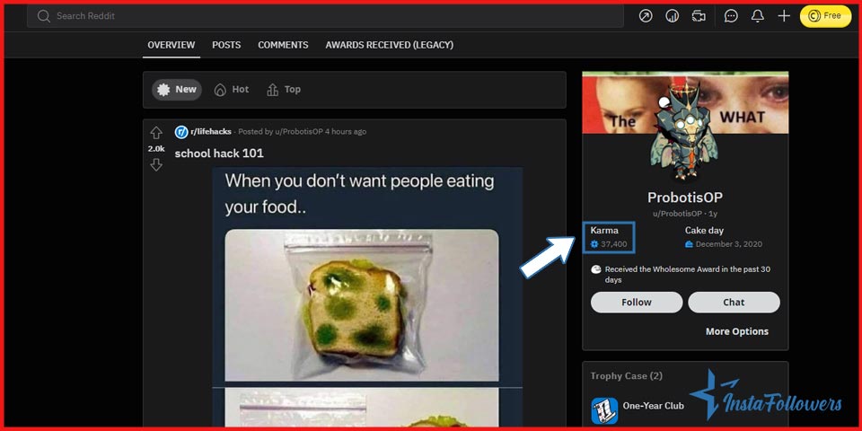 reddit karma profile