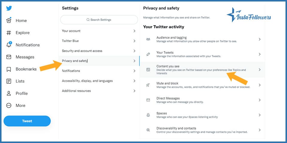 twitter settings