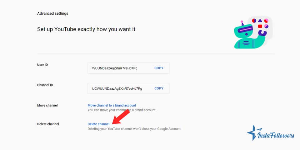 delete channel on youtube