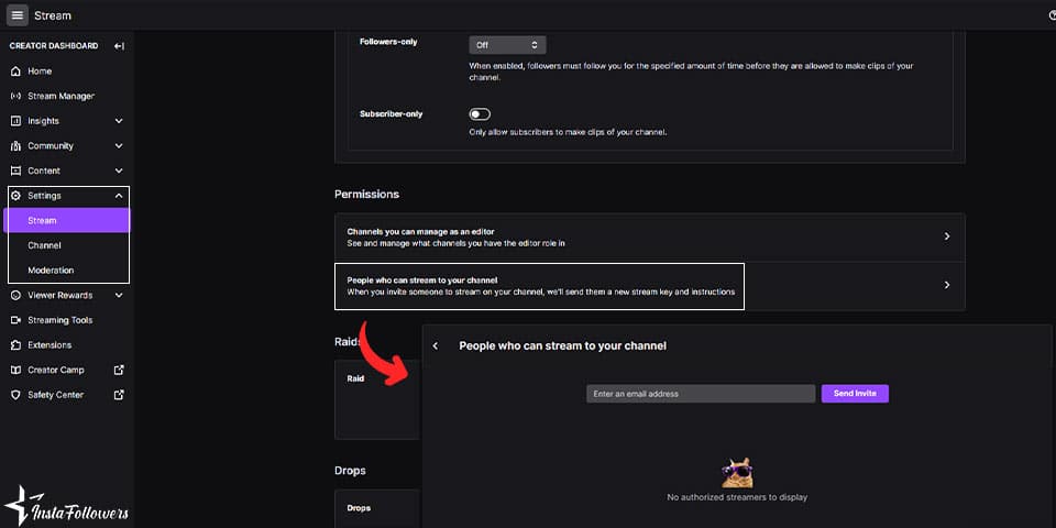 how to give access to someone to stream on your channel