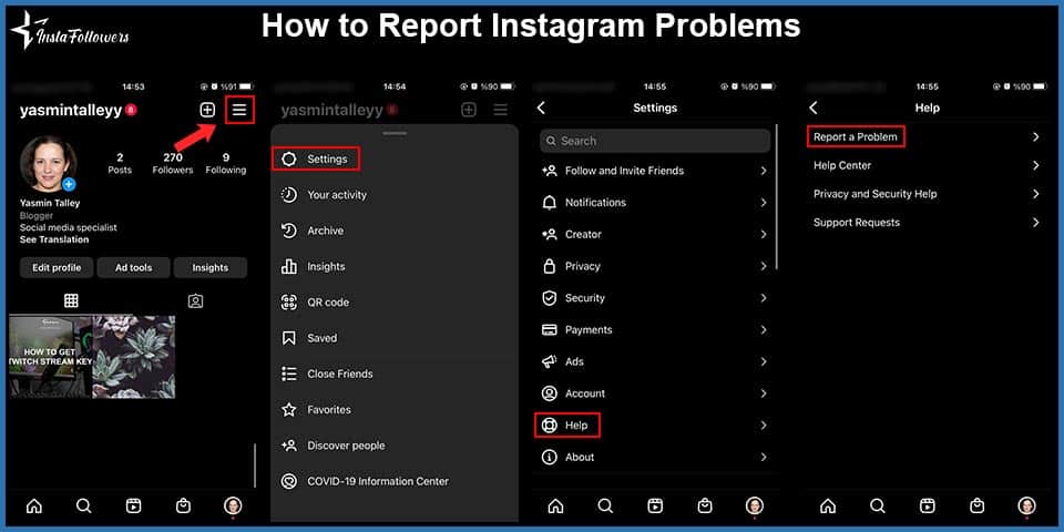 how to report instagram problems