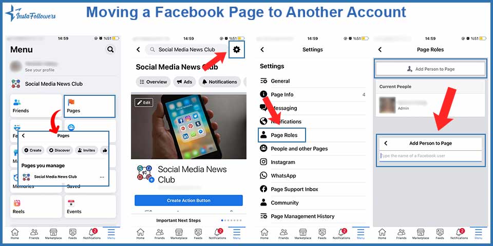 moving a facebook page to another account