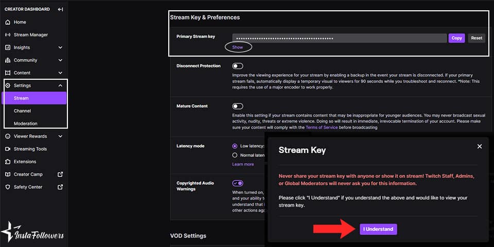 steps to get twitch stream key