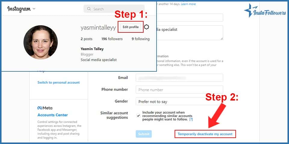 deactivate instagram account