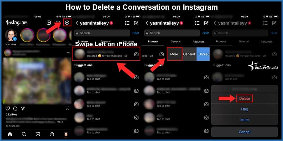 how to delete a conversation on instagram