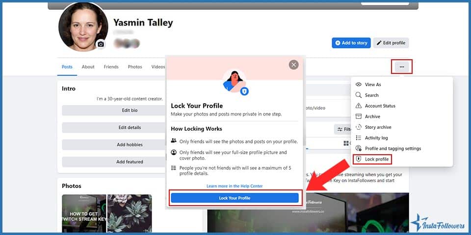 how to lock facebook profile on desktop