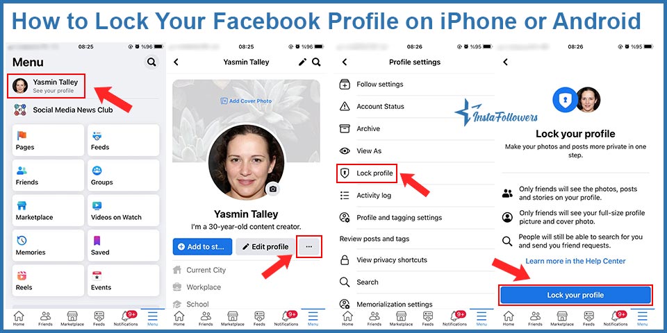 how to lock your facebook profile on iphone or android