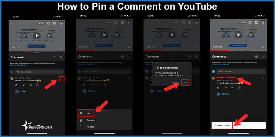 how to pin comments on youtube