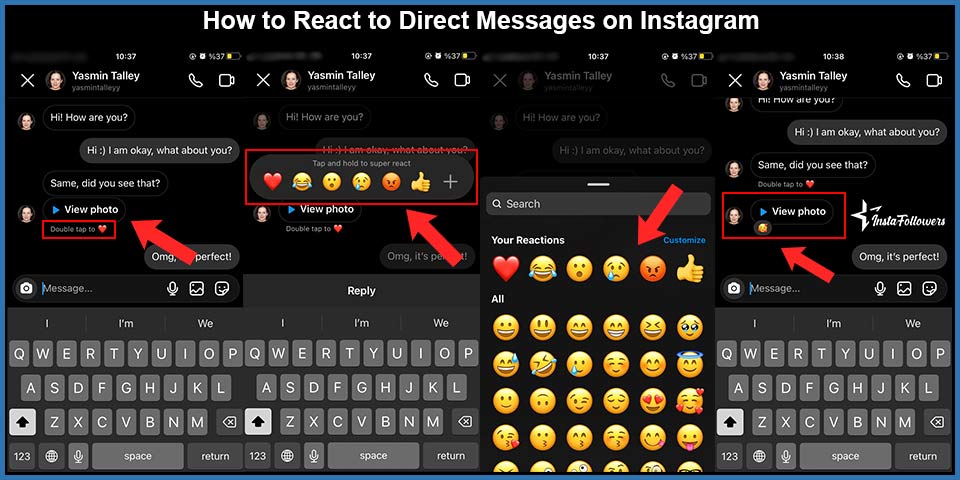 how to react to direct messages on instagram