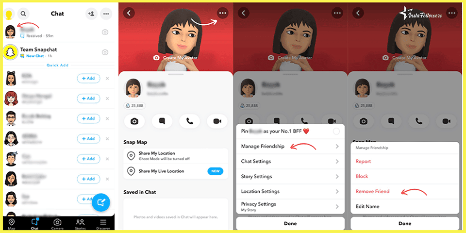 remove friends snapchat
