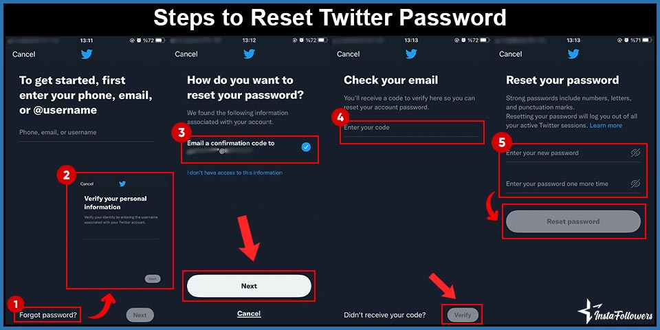 steps to reset twitter password