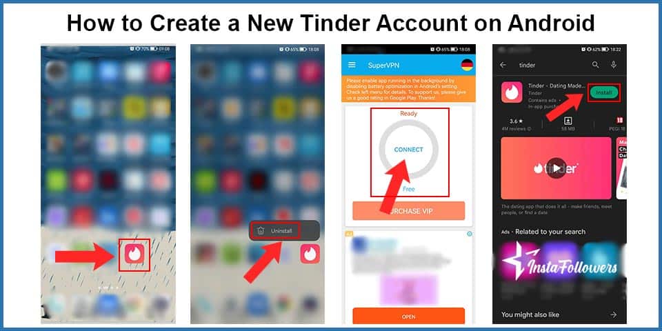 how to create a new tinder account on android