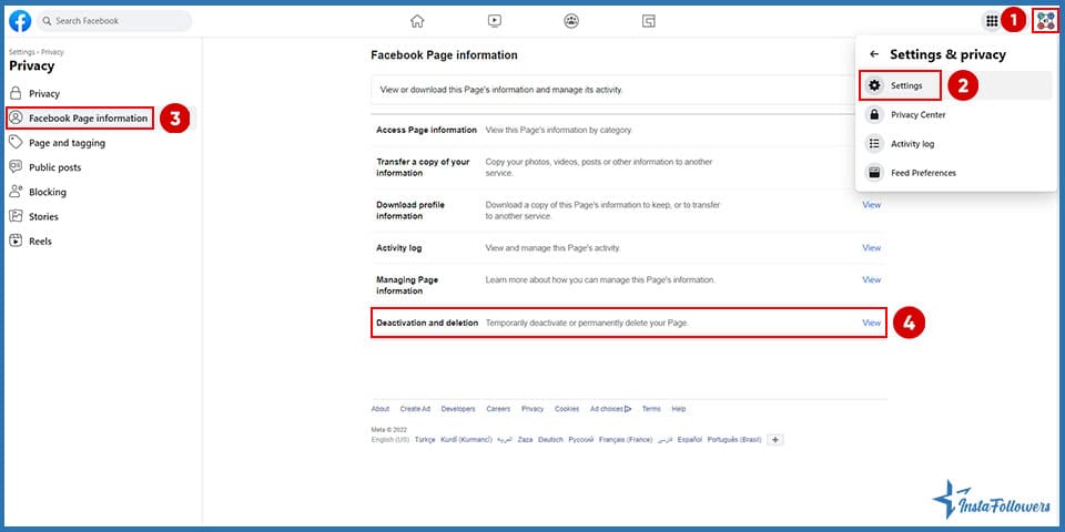 how to delete facebook page on desktop