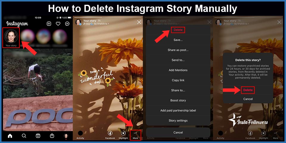 how to delete instagram story manually