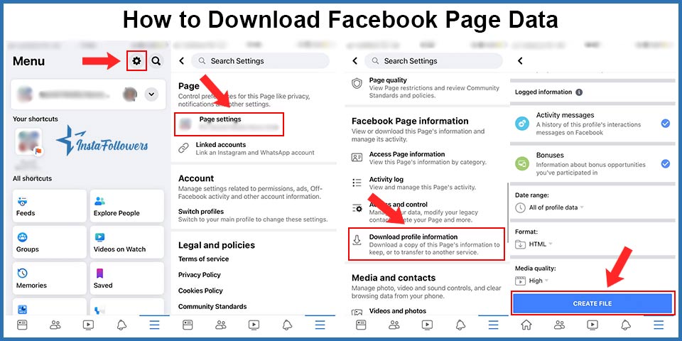 how to download facebook page data