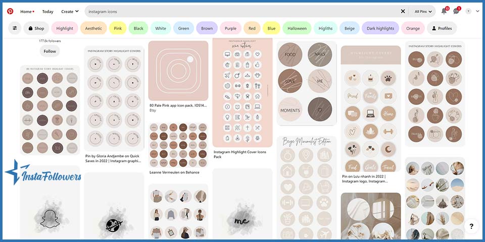 instagram icons on pinterest