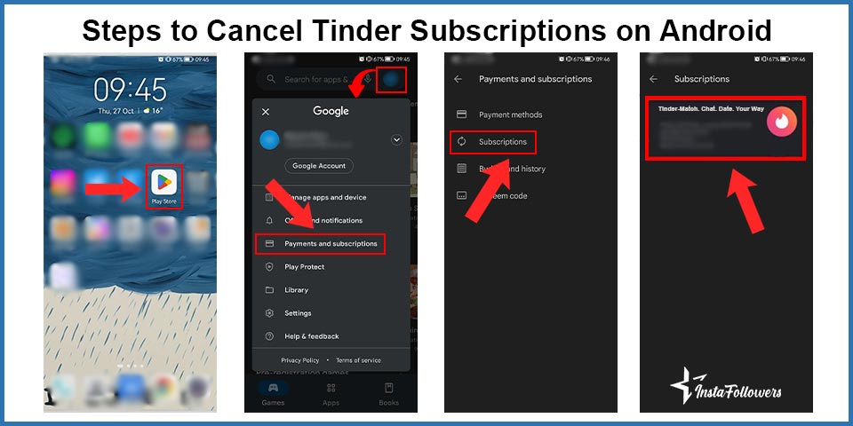 steps to cancel tinder subscriptions on android