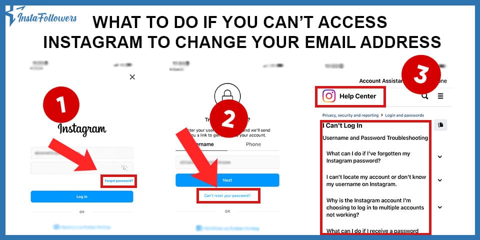 what to do if you can't access instagram to change your email address