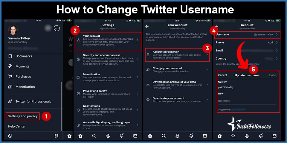 how to change twitter username