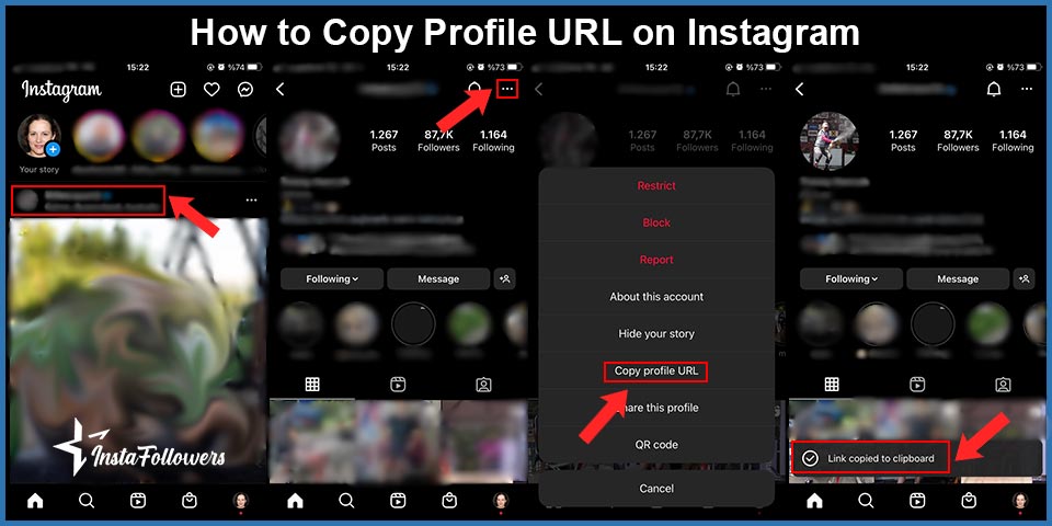 how to copy profile url on instagram